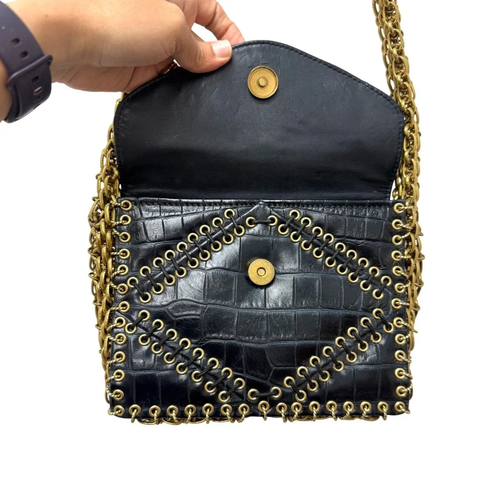 Tory Burch 2014 Fall Runway Alligator Skin Chain Shoulder Bag Sample Rare Blue